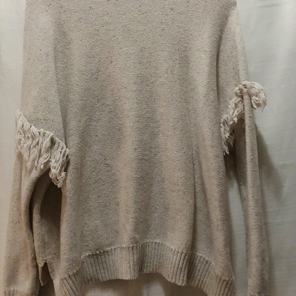 Aerie Fringe Cream Sweater Turtleneck - Picture 4 of 4